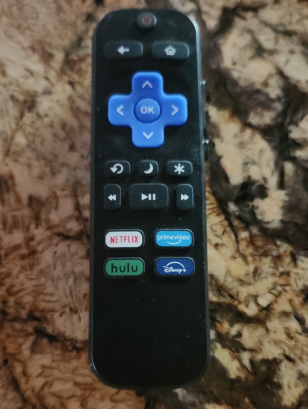 Roku Black Remote with Blue Directional Pad and App Buttons